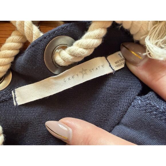 Grey State Dress Womens Small Midnight Navy Daily Rope Lace Back Mesh Ruffle Hem - Picture 6 of 8